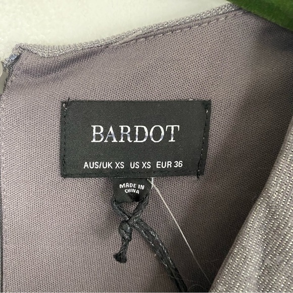 BARDOT gray sparkly long sleeve ruched dress - Picture 7 of 7